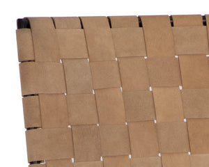 Sunpan Omari Elevated Bar Stool - Handcrafted Black Leather Weaved Seat with Stylish Iron Frame Design Suede Light Tan Leather