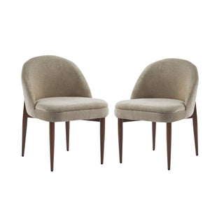 English Elm Christopher Knight Home® - Fabric Chenille Upholstered Iron Dining Chair with Ergonomic Curved Back, Plush Cushioning, Durable Frame Light Camel,Walnut 27.25 L x 24 W x 22.5 H N776P272026M