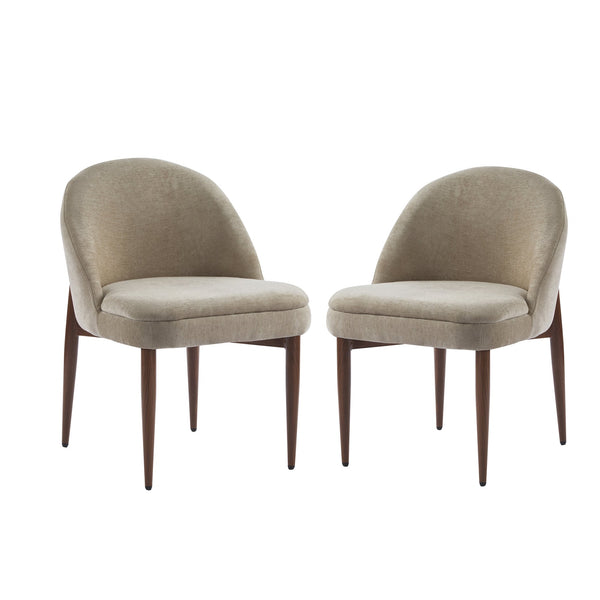 English Elm Christopher Knight Home® - Fabric Chenille Upholstered Iron Dining Chair with Ergonomic Curved Back, Plush Cushioning, Durable Frame Light Camel,Walnut 27.25 L x 24 W x 22.5 H N776P272026M