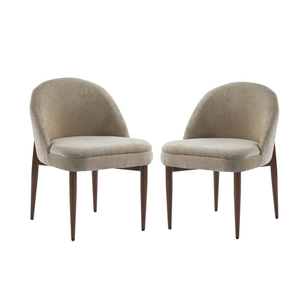 English Elm Fabric Chenille Dining Chairs Set of 2 Mid-century Iron Frame for Any Room N776P367262M