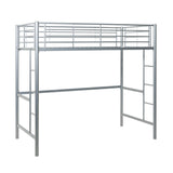 English Elm Walker Edison - Modern Industrial Twin Over Loft Metal Bunk Bed Frame With Integrated Guardrails - Silver