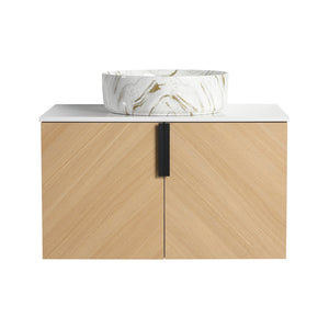 English Elm 30" Stylish Wall-Mounted Bathroom Vanity With Ceramic Sink, Soft-Close Doors & Modern Design W999S00445