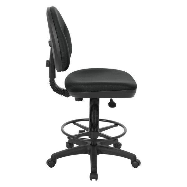 OSP Home Furnishings Sculptured Ergonomic Drafting Chair with Lumbar Support Padded Seat and Adjustable Footring DC550-297