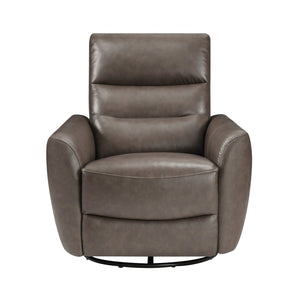 English Elm Luxurious swivel glider recliner chair with top-grain leather, plush foam over coils and sturdy frame Dark Brown 36 L x 30.5 W x 26 H B011P395599