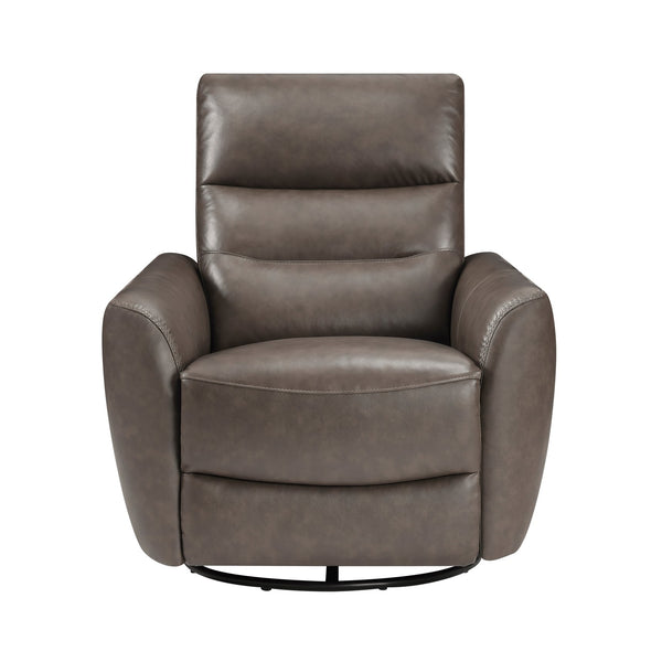 English Elm Luxurious swivel glider recliner chair with top-grain leather, plush foam over coils and sturdy frame Dark Brown 36 L x 30.5 W x 26 H B011P395599