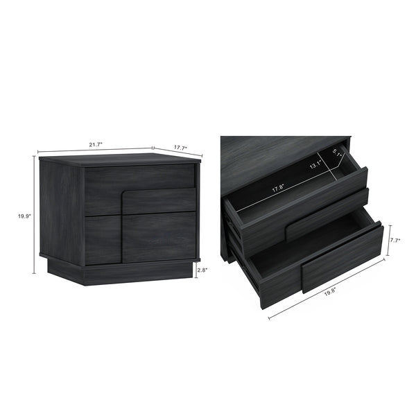 English Elm Horizon 22" Nightstand with Push-to-Open Drawers, Whitewashed Wood Grain, Sleek Handle-Free Design Charcoal grey B365P398189