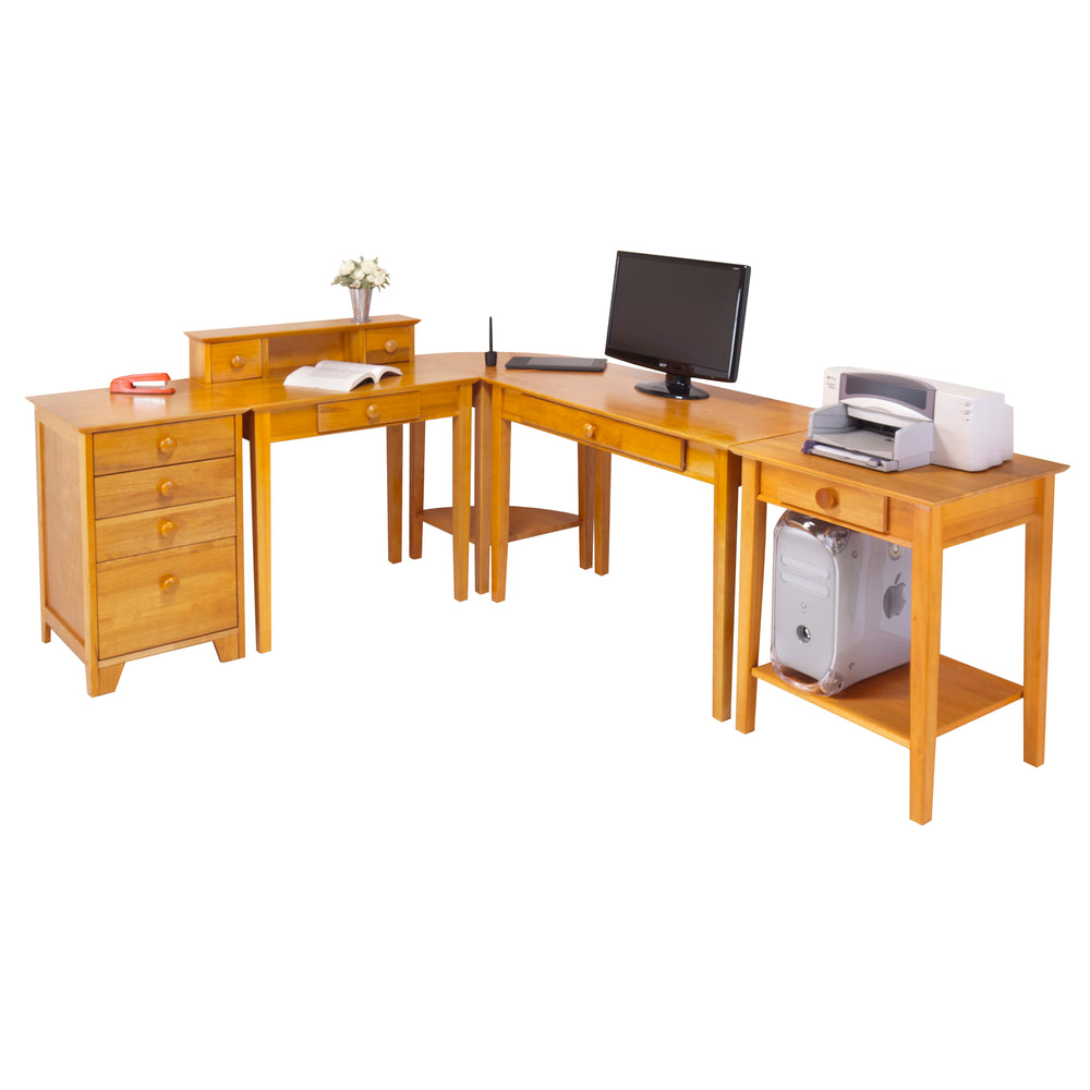 Winsome Wood Studio 5-piece Home Office Set In Honey - Modular Desk, File Cabinet, Printer Stand & Storage Solutions Honey Solid ,Composite Wood 99555-winsome-wood