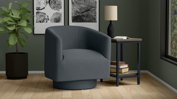 English Elm Wallace & Bay - Blue Swivel Accent Chair - Contemporary Midnight Blue Design For Stylish Comfort & Versatile Use B361P384448-GIGA
