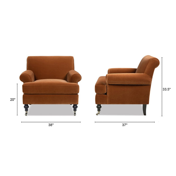 English Elm Alana Barrel Accent Armchair Velvet Upholstered with Rolling Casters for Living Rooms B2719P479034