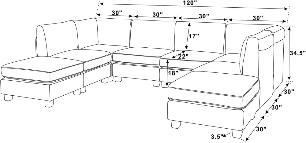 English Elm Faux Leather Modular Sectional Sofa Reconfigurable Pu Upholstery Living Room Dark Gray B2748S00183