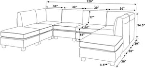 English Elm Faux Leather Modular Sectional Sofa Reconfigurable Pu Upholstery Living Room Dark Gray B2748S00183