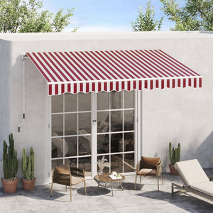 English Elm Outsunny 10' X 8' Retractable Awning - Stylish Wine Red Stripes, Uv Protection, Easy Manual Crank System W2225P174237-GIGA