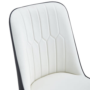 English Elm Table 5-Piece Dining Set - White Sintered Stone Table With 4 Stylish Pu Chairs In Gray & White Combo W1151S04209-GIGA