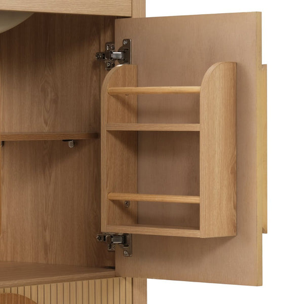 English Elm 30 Inch Fluted Freestanding Bathroom Vanity Solid Wood Soft Close Spa Style W5278S00004