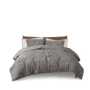 English Elm Full/Queen Blair Ruched Faux Fur Down Alternative Comforter Set – Luxurious Hypoallergenic OEKO‑TEX Bedding Ensemble Grey 11.02 L x 18.31 W x 10.24 H B035129367
