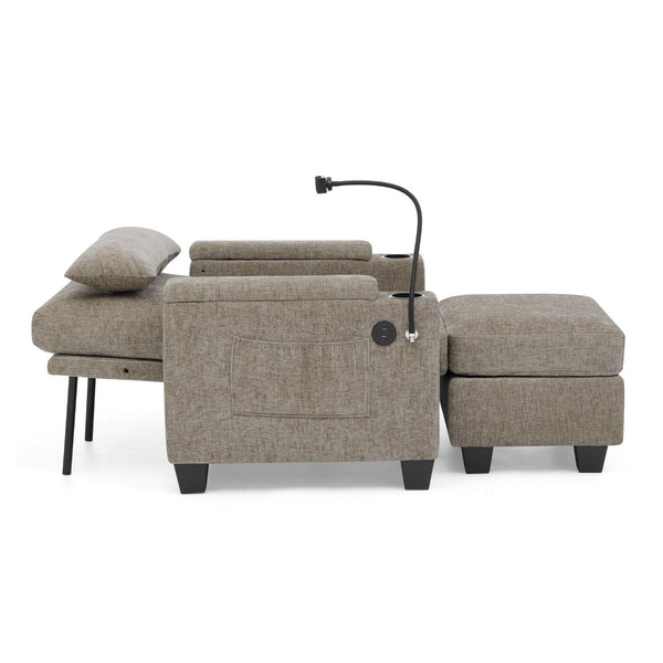 English Elm Single Chenille Manual Recliner with Usb Port Hidden Storage Ottoman and Cup Holders Brown W487P423653