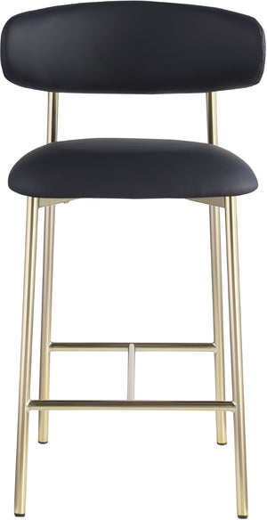Meridian Furniture Lupita Vegan Leather Counter Stool with Metal Frame for Modern Kitchen Island or Bar Seating Black Style A 995Black-C