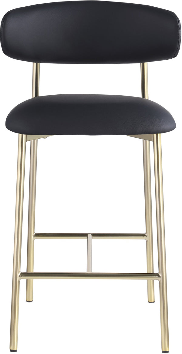 Meridian Furniture Lupita Vegan Leather Counter Stool with Metal Frame for Modern Kitchen Island or Bar Seating Black Style A 995Black-C