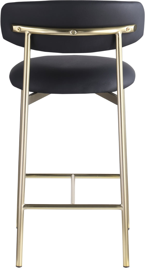 Meridian Furniture Lupita Vegan Leather Counter Stool with Metal Frame for Modern Kitchen Island or Bar Seating Black Style A 995Black-C