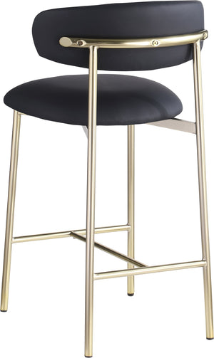 Meridian Furniture Lupita Vegan Leather Counter Stool with Metal Frame for Modern Kitchen Island or Bar Seating Black Style A 995Black-C