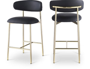 Meridian Furniture Lupita Vegan Leather Counter Stool with Metal Frame for Modern Kitchen Island or Bar Seating Black Style A 995Black-C