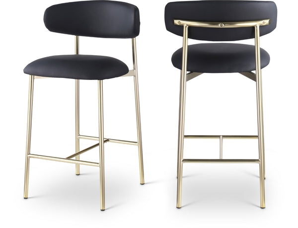 Meridian Furniture Lupita Vegan Leather Counter Stool with Metal Frame for Modern Kitchen Island or Bar Seating Black Style A 995Black-C