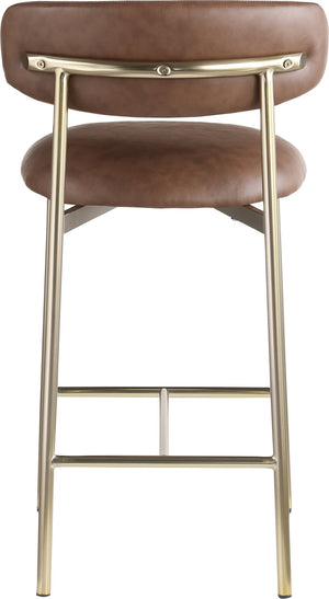 Meridian Furniture Lupita Vegan Leather Counter Stool with Metal Frame for Modern Kitchen Island or Bar Seating Brown Style A 995Brown-C