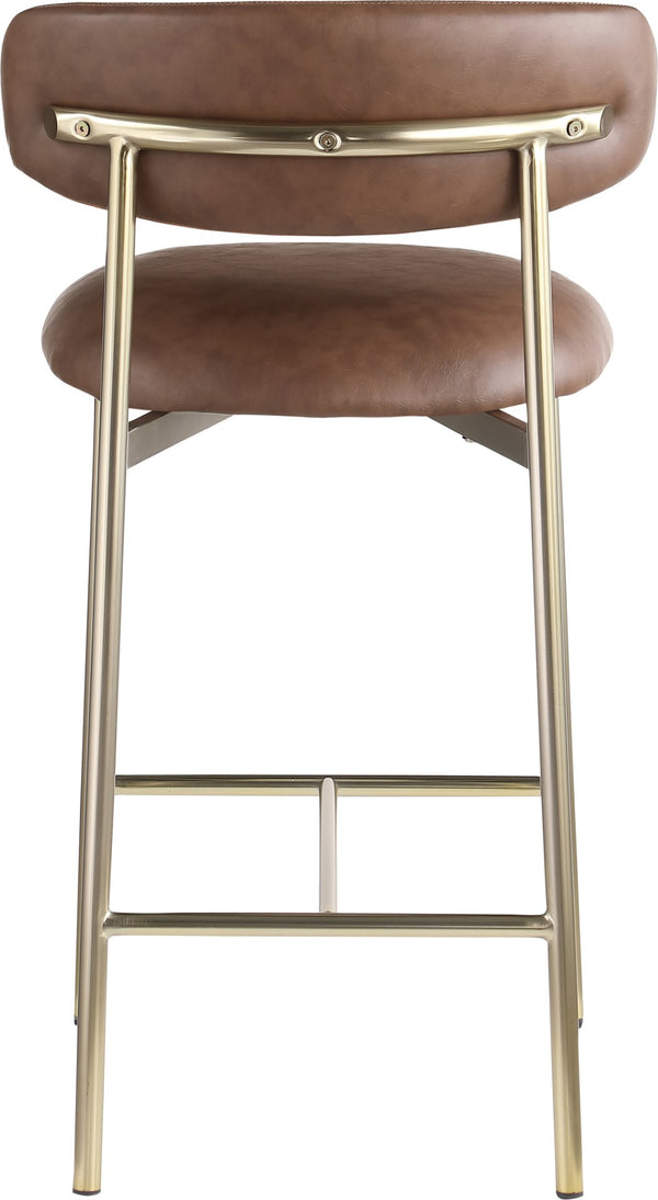 Meridian Furniture Lupita Vegan Leather Counter Stool with Metal Frame for Modern Kitchen Island or Bar Seating Brown Style A 995Brown-C