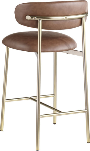 Meridian Furniture Lupita Vegan Leather Counter Stool with Metal Frame for Modern Kitchen Island or Bar Seating Brown Style A 995Brown-C