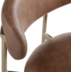 Meridian Furniture Lupita Vegan Leather Counter Stool with Metal Frame for Modern Kitchen Island or Bar Seating Brown Style A 995Brown-C