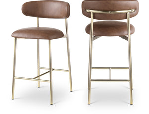 Meridian Furniture Lupita Vegan Leather Counter Stool with Metal Frame for Modern Kitchen Island or Bar Seating Brown Style A 995Brown-C