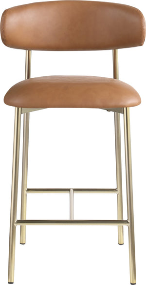 Meridian Furniture Lupita Vegan Leather Counter Stool with Metal Frame for Modern Kitchen Island or Bar Seating Cognac Style A 995Cognac-C
