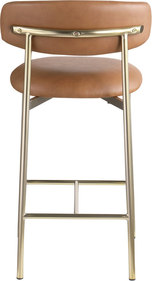 Meridian Furniture Lupita Vegan Leather Counter Stool with Metal Frame for Modern Kitchen Island or Bar Seating Cognac Style A 995Cognac-C