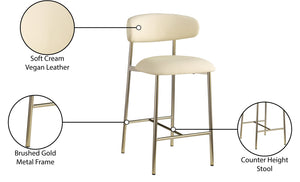 Meridian Furniture Lupita Vegan Leather Counter Stool with Metal Frame for Modern Kitchen Island or Bar Seating Cream Style A 995Cream-C