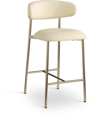 Meridian Furniture Lupita Vegan Leather Counter Stool with Metal Frame for Modern Kitchen Island or Bar Seating Cream Style A 995Cream-C
