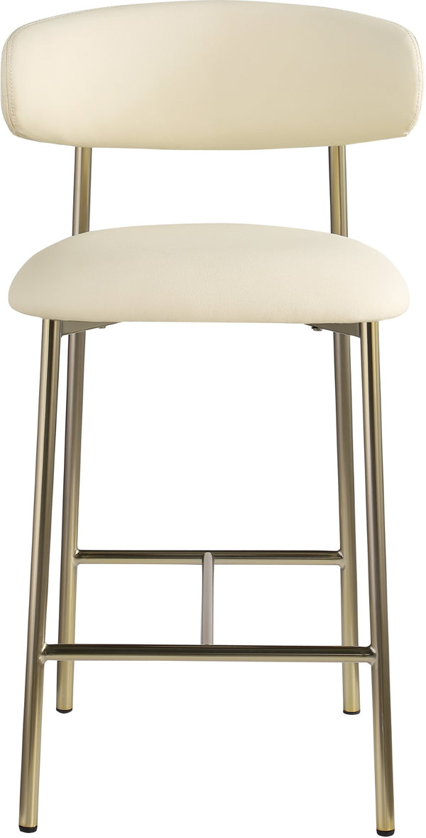 Meridian Furniture Lupita Vegan Leather Counter Stool with Metal Frame for Modern Kitchen Island or Bar Seating Cream Style A 995Cream-C