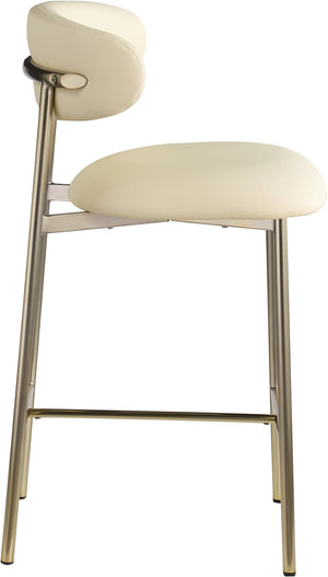 Meridian Furniture Lupita Vegan Leather Counter Stool with Metal Frame for Modern Kitchen Island or Bar Seating Cream Style A 995Cream-C
