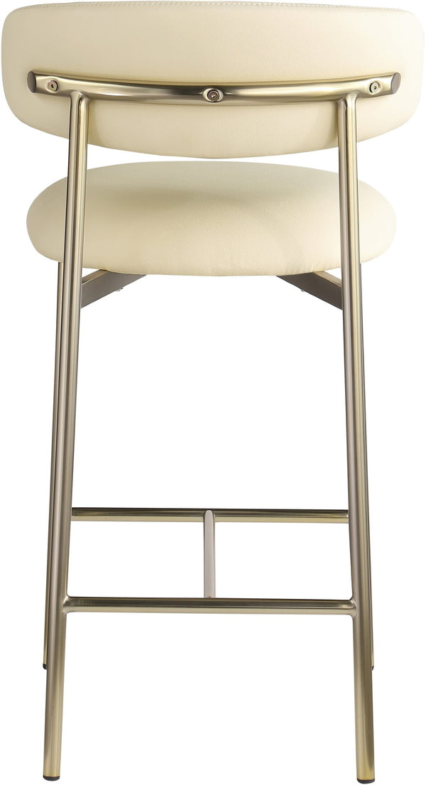 Meridian Furniture Lupita Vegan Leather Counter Stool with Metal Frame for Modern Kitchen Island or Bar Seating Cream Style A 995Cream-C
