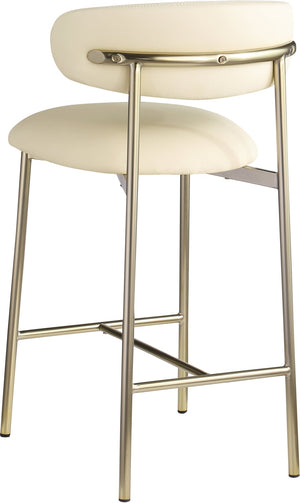 Meridian Furniture Lupita Vegan Leather Counter Stool with Metal Frame for Modern Kitchen Island or Bar Seating Cream Style A 995Cream-C