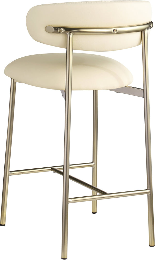 Meridian Furniture Lupita Vegan Leather Counter Stool with Metal Frame for Modern Kitchen Island or Bar Seating Cream Style A 995Cream-C