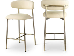 Meridian Furniture Lupita Vegan Leather Counter Stool with Metal Frame for Modern Kitchen Island or Bar Seating Cream Style A 995Cream-C