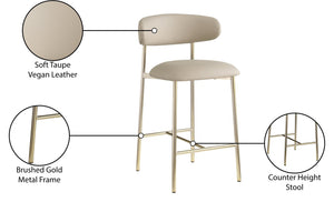 Meridian Furniture Lupita Vegan Leather Counter Stool with Metal Frame for Modern Kitchen Island or Bar Seating Taupe Style A 995Taupe-C