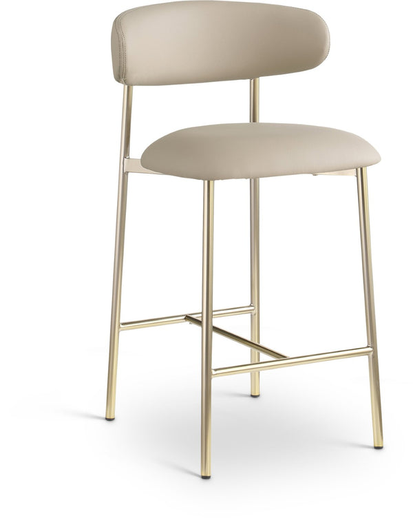 Meridian Furniture Lupita Vegan Leather Counter Stool with Metal Frame for Modern Kitchen Island or Bar Seating Taupe Style A 995Taupe-C