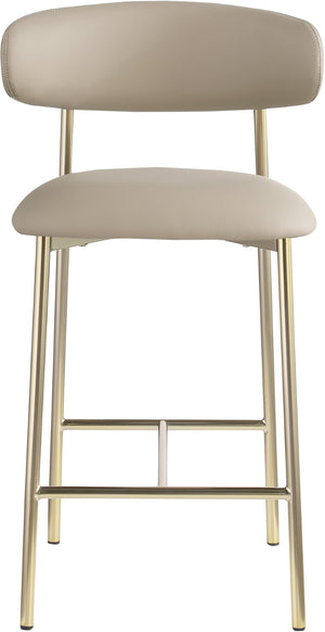 Meridian Furniture Lupita Vegan Leather Counter Stool with Metal Frame for Modern Kitchen Island or Bar Seating Taupe Style A 995Taupe-C