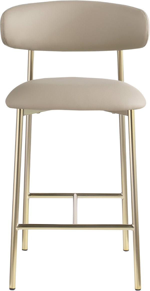Meridian Furniture Lupita Vegan Leather Counter Stool with Metal Frame for Modern Kitchen Island or Bar Seating Taupe Style A 995Taupe-C