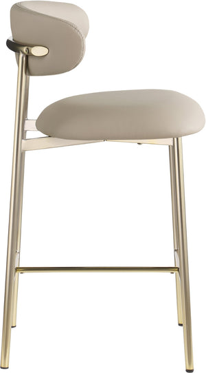 Meridian Furniture Lupita Vegan Leather Counter Stool with Metal Frame for Modern Kitchen Island or Bar Seating Taupe Style A 995Taupe-C