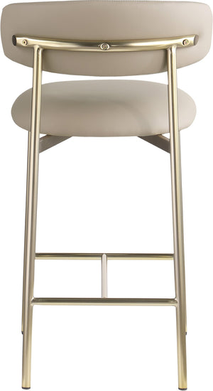 Meridian Furniture Lupita Vegan Leather Counter Stool with Metal Frame for Modern Kitchen Island or Bar Seating Taupe Style A 995Taupe-C