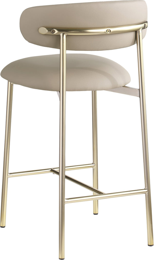 Meridian Furniture Lupita Vegan Leather Counter Stool with Metal Frame for Modern Kitchen Island or Bar Seating Taupe Style A 995Taupe-C