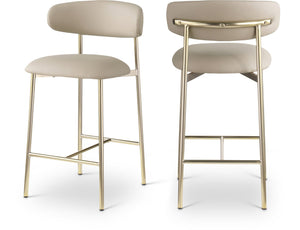 Meridian Furniture Lupita Vegan Leather Counter Stool with Metal Frame for Modern Kitchen Island or Bar Seating Taupe Style A 995Taupe-C