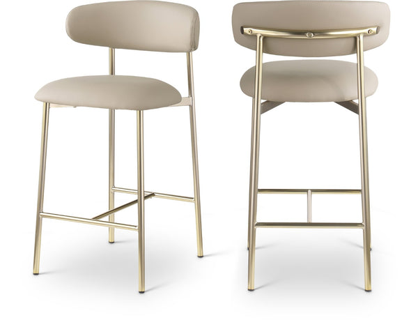 Meridian Furniture Lupita Vegan Leather Counter Stool with Metal Frame for Modern Kitchen Island or Bar Seating Taupe Style A 995Taupe-C